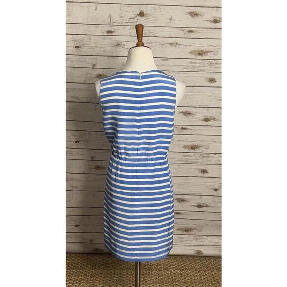 J. Crew classic coastal blue/white striped sleeveless silk sheath dress Size 12 - Picture 4 of 6